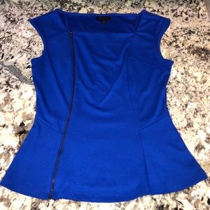 Blue Side Zip Peplum Top